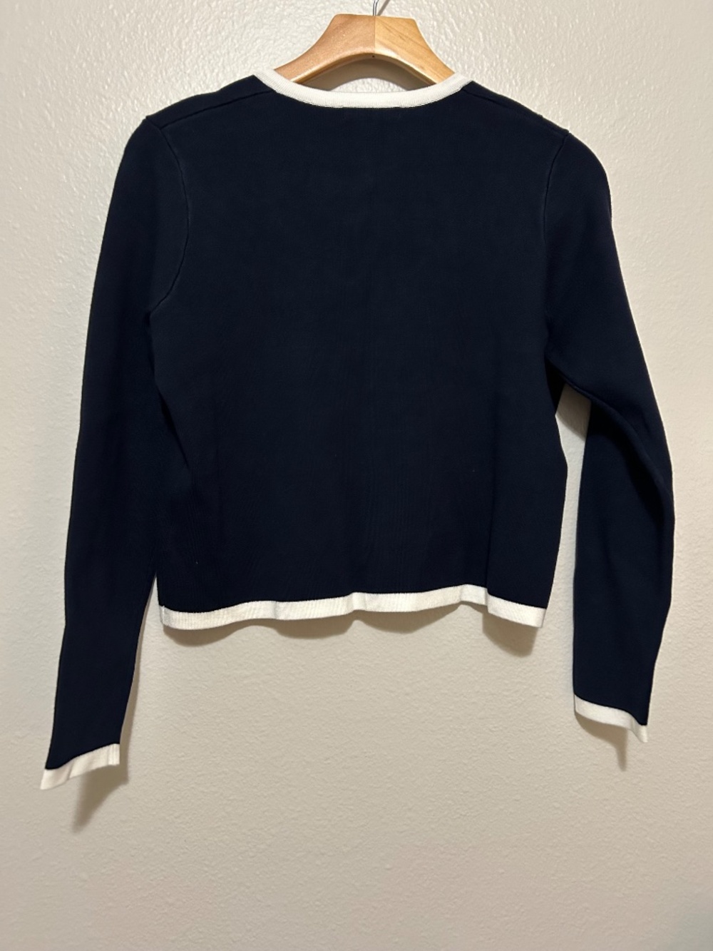 Adrianna Papell Navy Cardigan with white buttons/bows - Picture 2 of 3